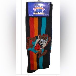 Space Jam Taz & Wile E. Crew Socks 2 Pair Men 6-12 Black Blue Tune Squad Legacy